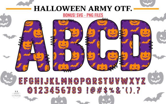 Halloween Army Pumpkin Bat Font