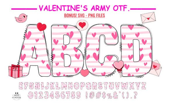 Love Valentine s Army Stripe Font for Handmade Crafts and Products