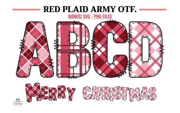 Red Plaid Bundle Army: A Display Font for Handmade Products